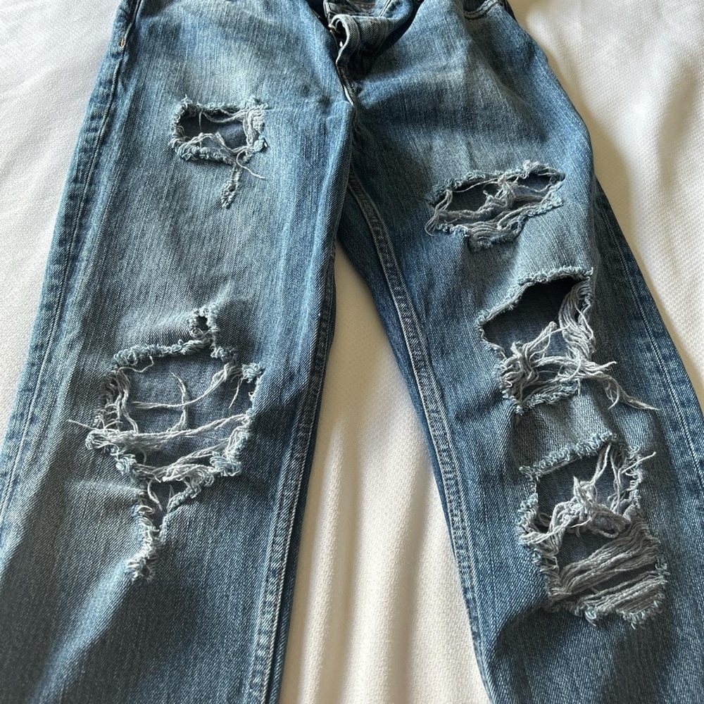 Recycled Straight Leg Jeans With Deconstructed Waistband in Sasha Dark Stonewash